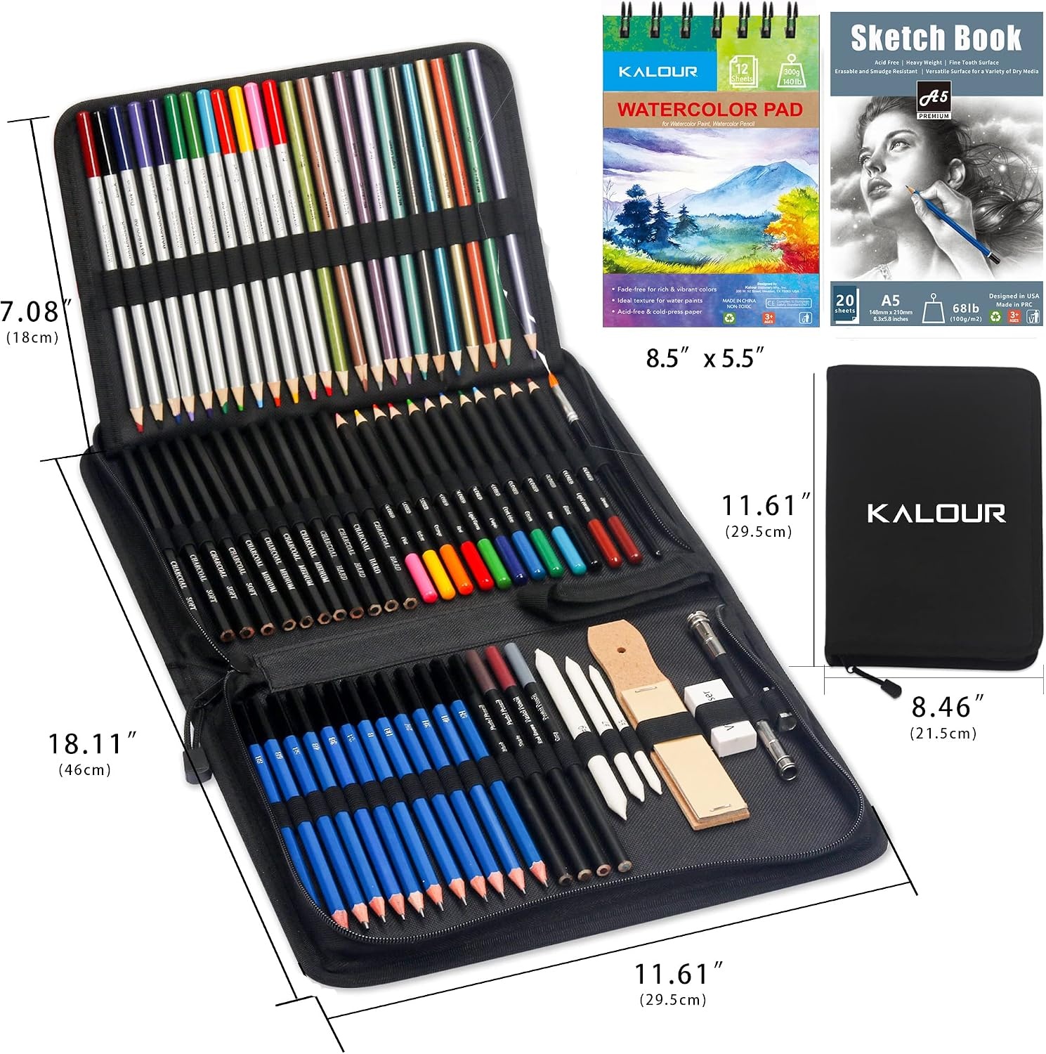 image:imageKALOUR 82 Pack Drawing Sketching Kit Pro Art Supplies with Sketchbook Include TutorialColored Graphite Charcoal WatercolorMetallic amp Pastel Pencils Drawing Set for Adults Teens Beginner76