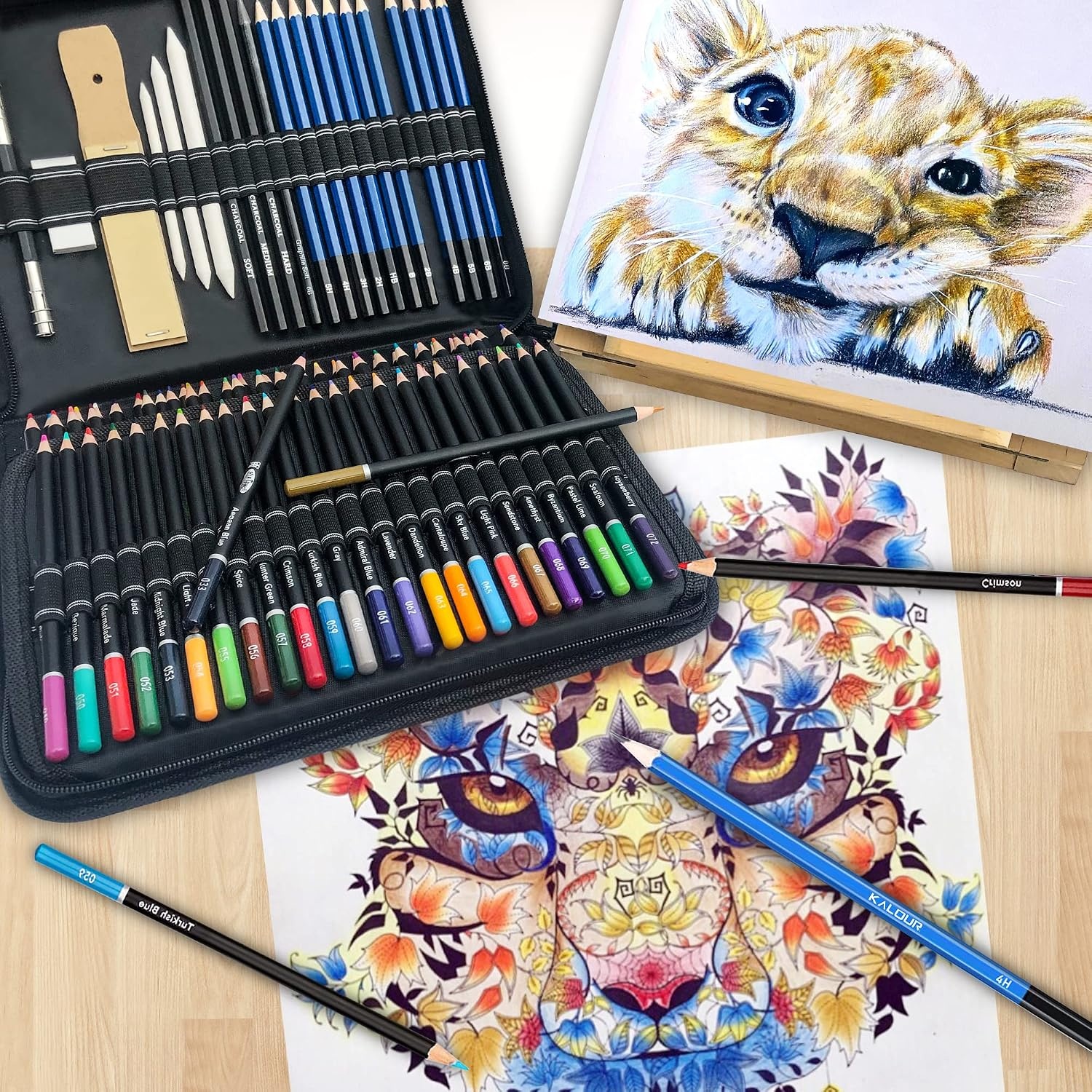 image:imageKALOUR 82 Pack Drawing Sketching Kit Pro Art Supplies with Sketchbook Include TutorialColored Graphite Charcoal WatercolorMetallic amp Pastel Pencils Drawing Set for Adults Teens Beginner96