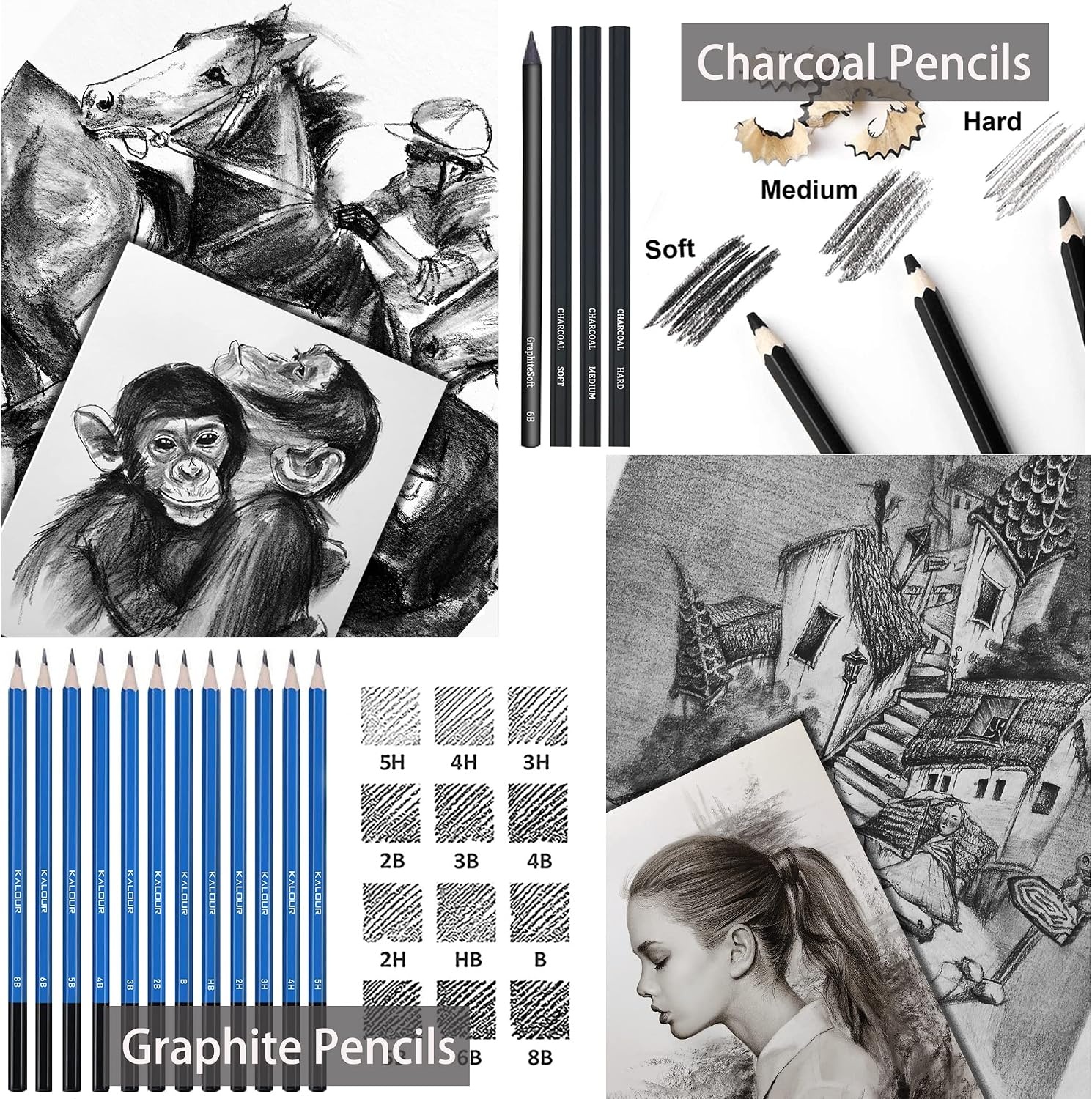 image:imageKALOUR 82 Pack Drawing Sketching Kit Pro Art Supplies with Sketchbook Include TutorialColored Graphite Charcoal WatercolorMetallic amp Pastel Pencils Drawing Set for Adults Teens Beginner144
