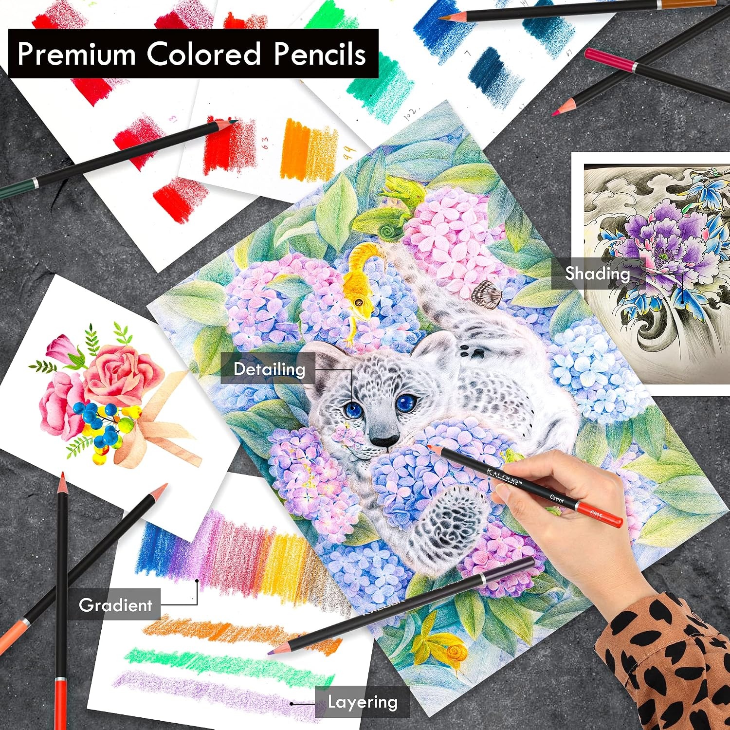 image:imageKALOUR 82 Pack Drawing Sketching Kit Pro Art Supplies with Sketchbook Include TutorialColored Graphite Charcoal WatercolorMetallic amp Pastel Pencils Drawing Set for Adults Teens Beginner96