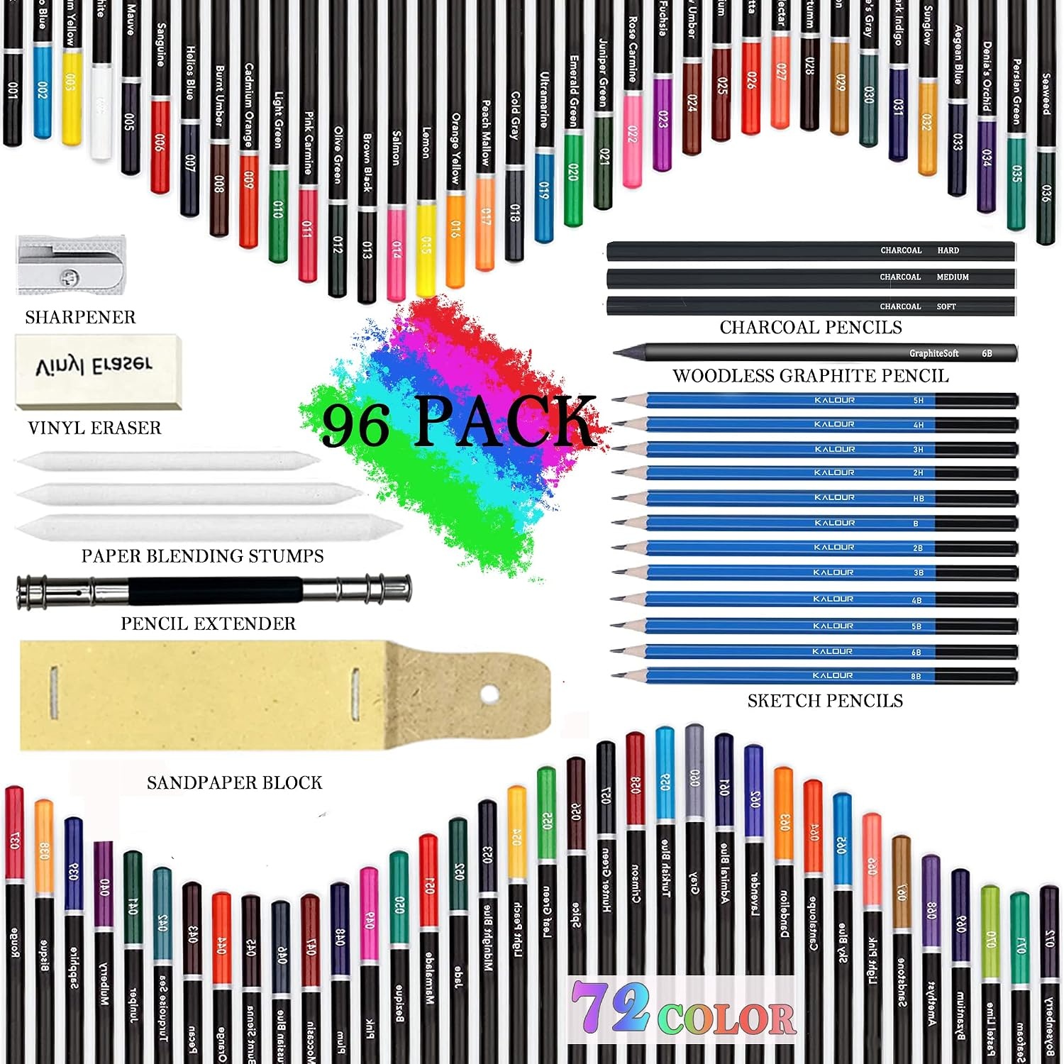 image:imageKALOUR 82 Pack Drawing Sketching Kit Pro Art Supplies with Sketchbook Include TutorialColored Graphite Charcoal WatercolorMetallic amp Pastel Pencils Drawing Set for Adults Teens Beginner96