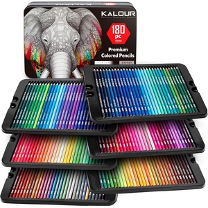 KALOUR 180 Colored Pencil for Artists – Rich Pigment Soft Core – Oil-Based – Ideal for Coloring Drawing Sketching Shading Blending – Vibrant Color（Tin Case）(Multicolor)