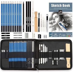 KALOUR 34 Sketching Pencil Set with Sketchbook – Zippered Travel Case – Sketch,Charcoal,Eraser – Art Drawing Supplies for Beginner, Kids,Adults(34)