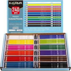 KALOUR Premium Colored Pencils Bulk,12 Assorted Vibrant Colors,240 Count Total,School Classroom Supplies For Kids Teachers,Pre-sharpened Artists Colored Pencils for Adult Coloring Book