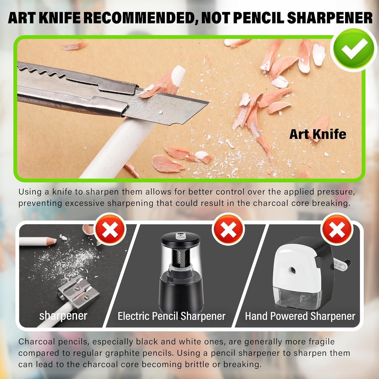 image:imageKALOUR Pro Colored Charcoal Drawing Set12 Pieces Pastel Chalk Pencils for Sketching Shading Blending Portrait Black White Charcoal for Beginners amp Artists6 White Charcoal Pencils