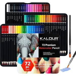 KALOUR 72 Water Soluble Watercolor Pencils Set with 2 Brushes | Smooth blendable pigments for wet & dry painting, great for adults, beginners, coloring books, sketching and illustration